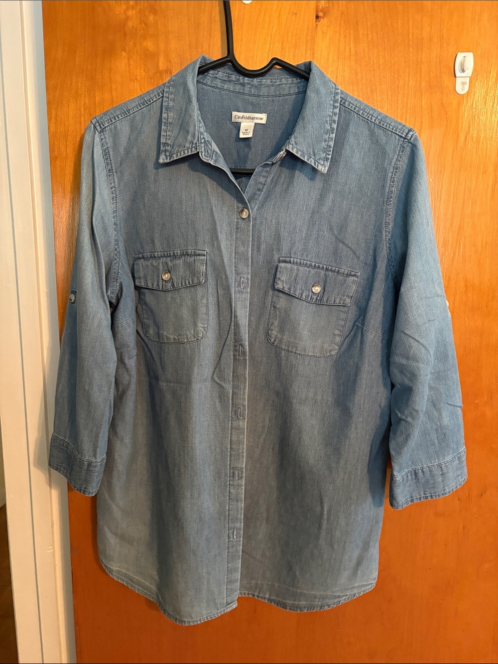 croft & barrow Medium Wash Denim Button-Front Shirt
